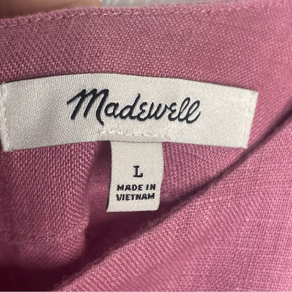 Madewell Bateau-Neck Tank in 100% Linen Beach Coastal Vacation in Shaded Pink L - Picture 10 of 12